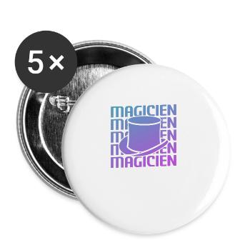 Retro Magicien Magique Magie - Lot de 5 grands badges (56 mm) - blanc - Devant