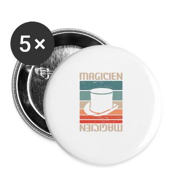 Vintage Retro Magicien Magique Magie - Lot de 5 grands badges (56 mm) - blanc - Devant