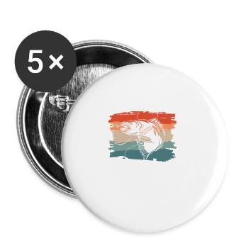 Passion De La Pêche Pêcheur - Lot de 5 grands badges (56 mm) - blanc - Devant