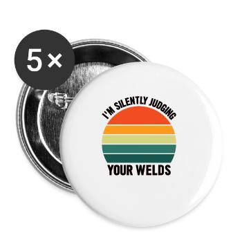 Welder Profession Heat Steel Gas TIG MAG Welding - Buttons large 2.2''/56 mm (5-pack) - white - Front
