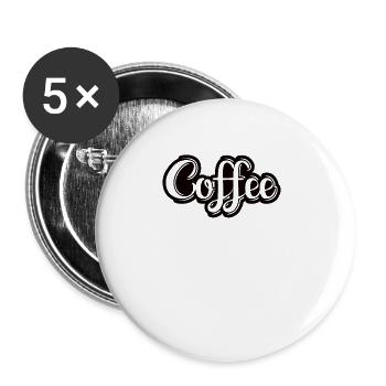 café, sarcasme, amis, bonheur, joie, cappuccino - Lot de 5 grands badges (56 mm) - blanc - Devant