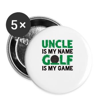 Golf Onkel Legende Neffe Nichte Golfspieler - Buttons groß 56 mm (5er Pack) - Weiß - Vorne