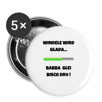 Windele wird geladen Schwäbisch Eltern Papa - Buttons groß 56 mm (5er Pack) - Weiß - Vorne