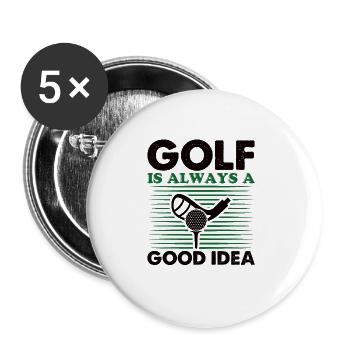 Golf Golfer Geschenk Hobby Verein Spruch - Buttons groß 56 mm (5er Pack) - Weiß - Vorne