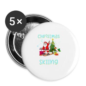 Ski holiday skiers Christmas Love skiing - Buttons large 2.2''/56 mm (5-pack) - white - Front