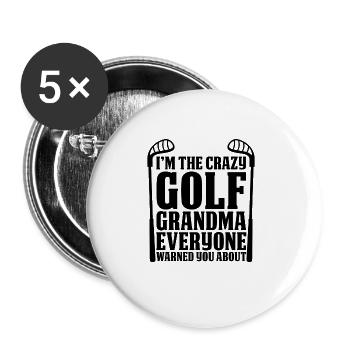 The Golf Grandma Grandmother - Buttons large 2.2''/56 mm (5-pack) - white - Front