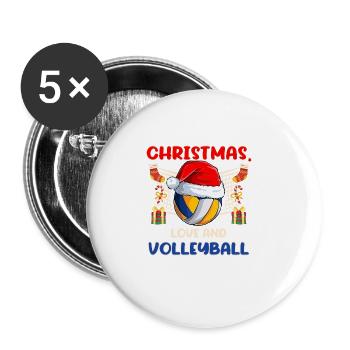 Joueur de volleyball Club équipe Noël, Amour - Lot de 5 grands badges (56 mm) - blanc - Devant