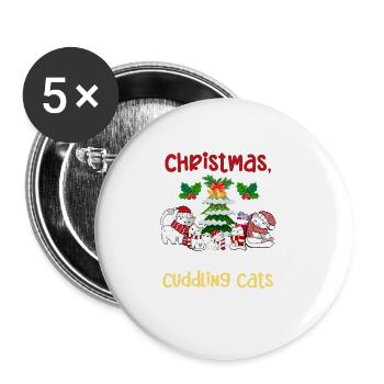 Câlin animal amour Noël, amour chats - Lot de 5 grands badges (56 mm) - blanc - Devant