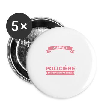 Je Ne Suis Pas Parfaite Mais Je Suis Policière - Lot de 5 grands badges (56 mm) - blanc - Devant