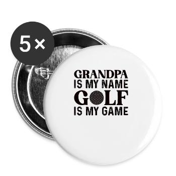 Golfer Opa Golfen Golf Sport Golfclub Rentner - Buttons groß 56 mm (5er Pack) - Weiß - Vorne
