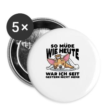 Chiweenie Hund Mit Kuscheltier Schlaf Schlummern - Buttons groß 56 mm (5er Pack) - Weiß - Vorne