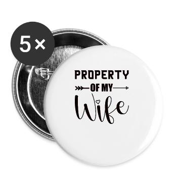 Crazy Wife Husband Gift Funny - Buttons large 2.2''/56 mm (5-pack) - white - Front