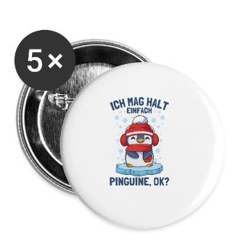 I just like penguins cute penguin - Buttons large 2.2''/56 mm (5-pack) - white - Front