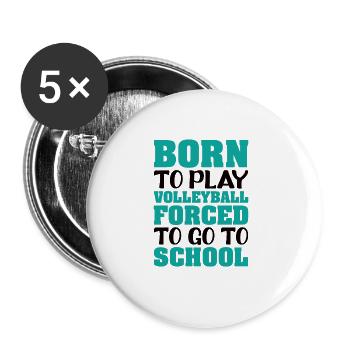 Volleyball Volley Aufschlag Volleyballspieler - Buttons groß 56 mm (5er Pack) - Weiß - Vorne
