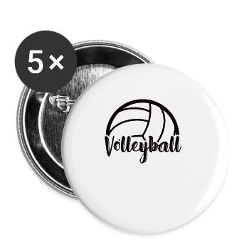 Volleyball volley servir joueur de volley-ball - Lot de 5 grands badges (56 mm) - blanc - Devant