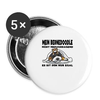 Bernedoodle Hund - Buttons groß 56 mm (5er Pack) - Weiß - Vorne