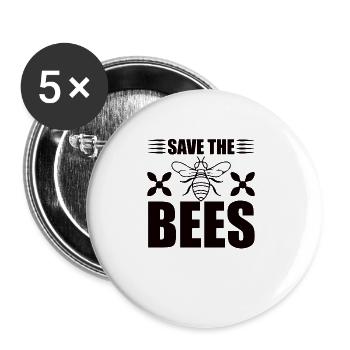 Biene - Buttons groß 56 mm (5er Pack) - Weiß - Vorne