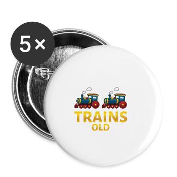 2ème anniversaire, 2 ans trains! Enfants, Boy Boy Train - Lot de 5 grands badges (56 mm) - blanc - Devant