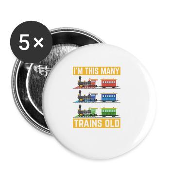 3ème anniversaire, 3 ans trains Lok Kids, garçon garçon - Lot de 5 grands badges (56 mm) - blanc - Devant