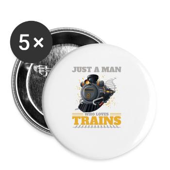 Zug Modellbauer, Modelllokomitive Lok Lokomotive - Buttons groß 56 mm (5er Pack) - Weiß - Vorne
