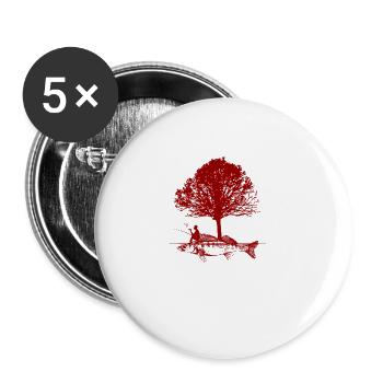 Angler Outfit zum Fischen und Angeln, Fisch - Buttons groß 56 mm (5er Pack) - Weiß - Vorne