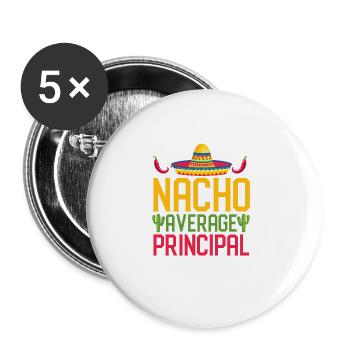 Cinco de Mayo Nacho Moyenne Principal Mexicain - Lot de 5 grands badges (56 mm) - blanc - Devant