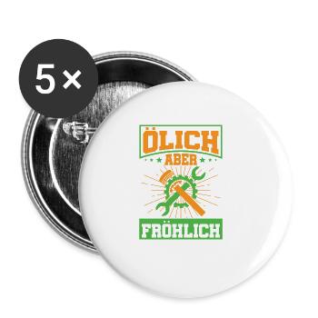 KFZ Mechaniker Auto Tuning, Racing Car, Techniker - Buttons groß 56 mm (5er Pack) - Weiß - Vorne