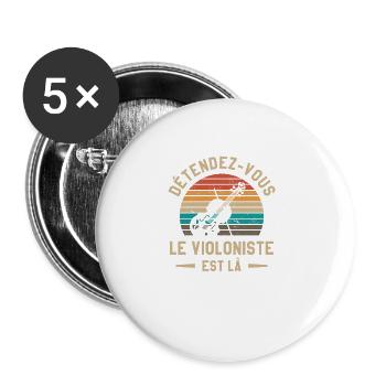 Détendez-Vous Le Violoniste Est Là Violon - Lot de 5 grands badges (56 mm) - blanc - Devant