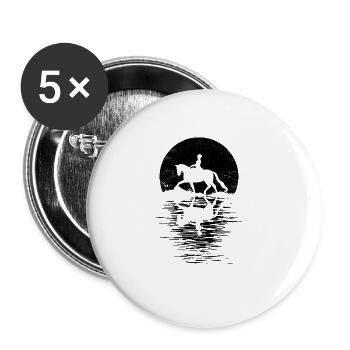 Pferd Reiter Outfit für Mädchen die Pferde lieben - Buttons groß 56 mm (5er Pack) - Weiß - Vorne