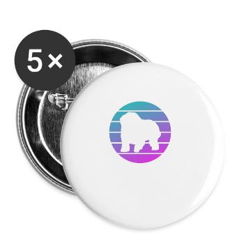 Retro Old English Sheepdog Dog Lover - Buttons large 2.2''/56 mm (5-pack) - white - Front