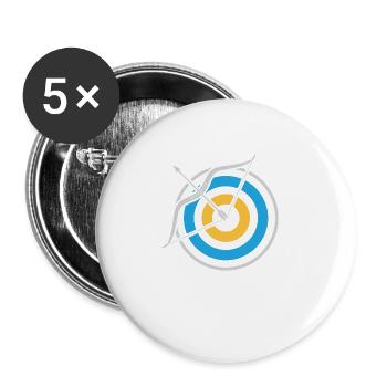 Bogensport Bogenschütze Bogenschießen Pfeil Bogen - Buttons groß 56 mm (5er Pack) - Weiß - Vorne