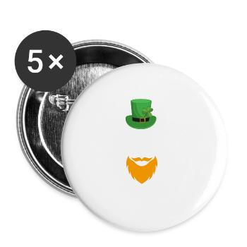 St Patricks Day Cooler Leprechaun Geschenk - Buttons groß 56 mm (5er Pack) - Weiß - Vorne
