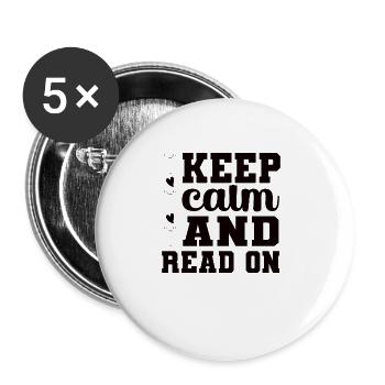 Bücher Lesen Bücherwurm - Buttons groß 56 mm (5er Pack) - Weiß - Vorne