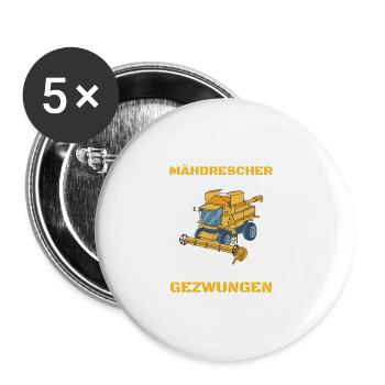 Zum Mähdrescher Fahren Geboren Zur Schule - Buttons groß 56 mm (5er Pack) - Weiß - Vorne