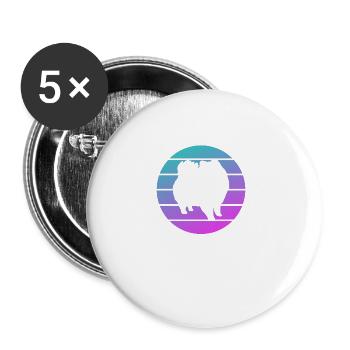 Retro Pomeranian Dog Lover - Buttons large 2.2''/56 mm (5-pack) - white - Front