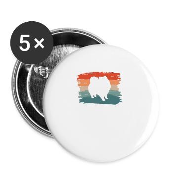 Vintage Retro Pomeranian Dog Lover - Buttons large 2.2''/56 mm (5-pack) - white - Front