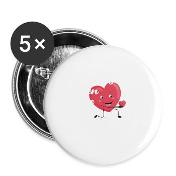 Petite amie, petit ami, homme, partenaire de la Saint-Valentin - Lot de 5 grands badges (56 mm) - blanc - Devant