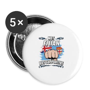 Not Fijian But Supportive Travel Tourist Fijian - Buttons large 2.2''/56 mm (5-pack) - white - Front