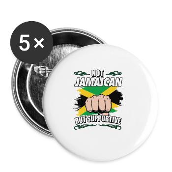 Pas jamaïcain mais touristique de voyage de soutien Jamaïque - Lot de 5 grands badges (56 mm) - blanc - Devant