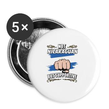 Not Nicaraguan But Supportive Travel Tourist - Buttons groß 56 mm (5er Pack) - Weiß - Vorne
