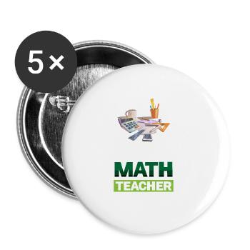 Fa La La La La La Professeur de mathématiques - Lot de 5 grands badges (56 mm) - blanc - Devant