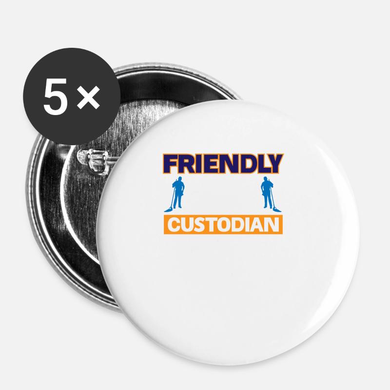 Freundlicher Nachbarschaftsverwalter - Buttons groß 56 mm (5er Pack) - Weiß