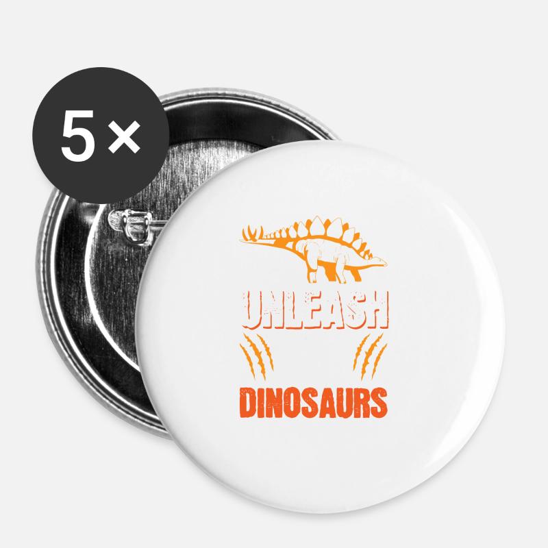 Unleash The Dinosaurs - Buttons large 2.2''/56 mm (5-pack) - white