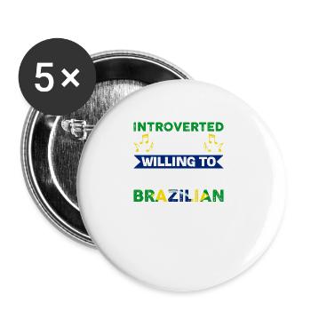 Introverti mais prêt à discuter de musique brésilienne - Lot de 5 grands badges (56 mm) - blanc - Devant