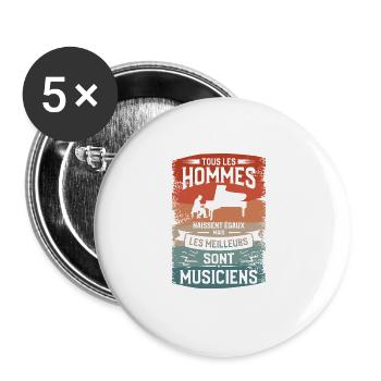Mais Les Meilleurs Sont Musiciens Musique Musicien - Lot de 5 grands badges (56 mm) - blanc - Devant