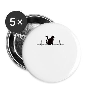 Chat Chats Pet Girl Cat Lady - Lot de 5 grands badges (56 mm) - blanc - Devant