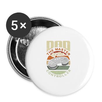 Dad The Master Of The Controller Fathers Day Gamer - Buttons groß 56 mm (5er Pack) - Weiß - Vorne