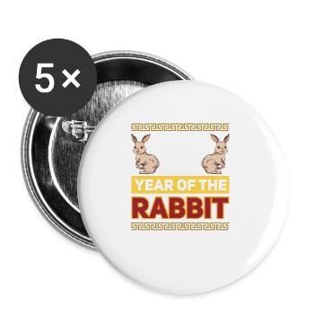 2023 The year of the rabbit Chinese Zodiac - Buttons large 2.2''/56 mm (5-pack) - white - Front