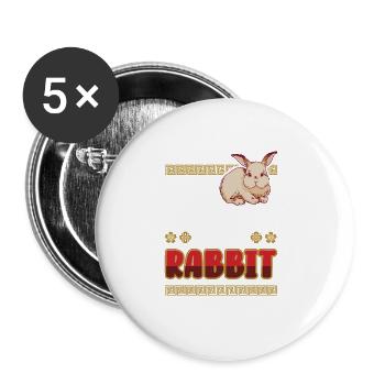 2023 The year of the rabbit Chinese Zodiac - Buttons large 2.2''/56 mm (5-pack) - white - Front