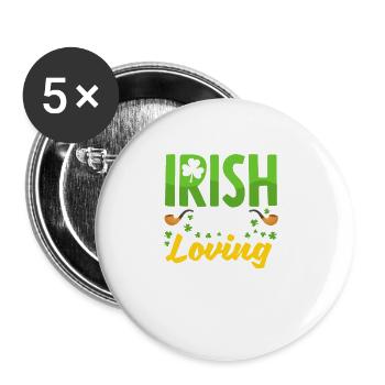 Irlandais et l’aimer St Patricks Day Shamrock - Lot de 5 grands badges (56 mm) - blanc - Devant